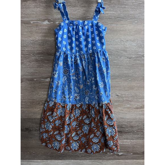 Janie And Jack Girls Dress Sz 5 Floral Blue Long Summer - Picture 1 of 4